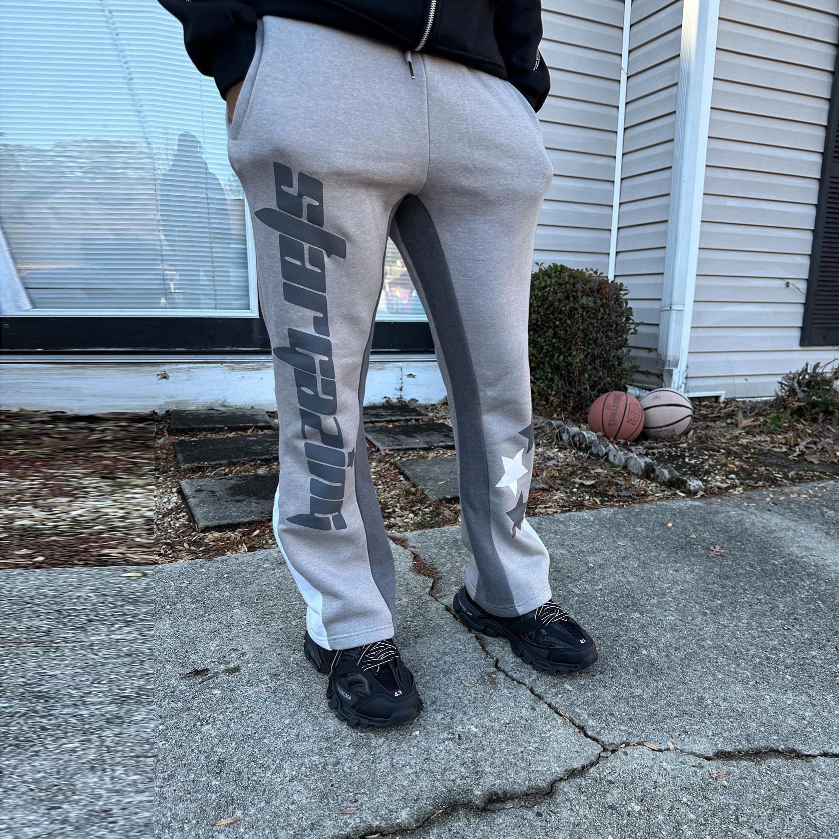Casual color block printed star flared pants