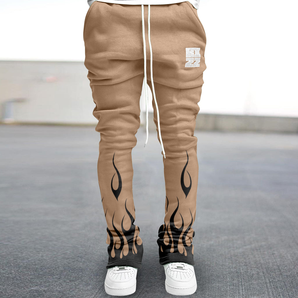 Trendy Flame Print Slim Street Trousers