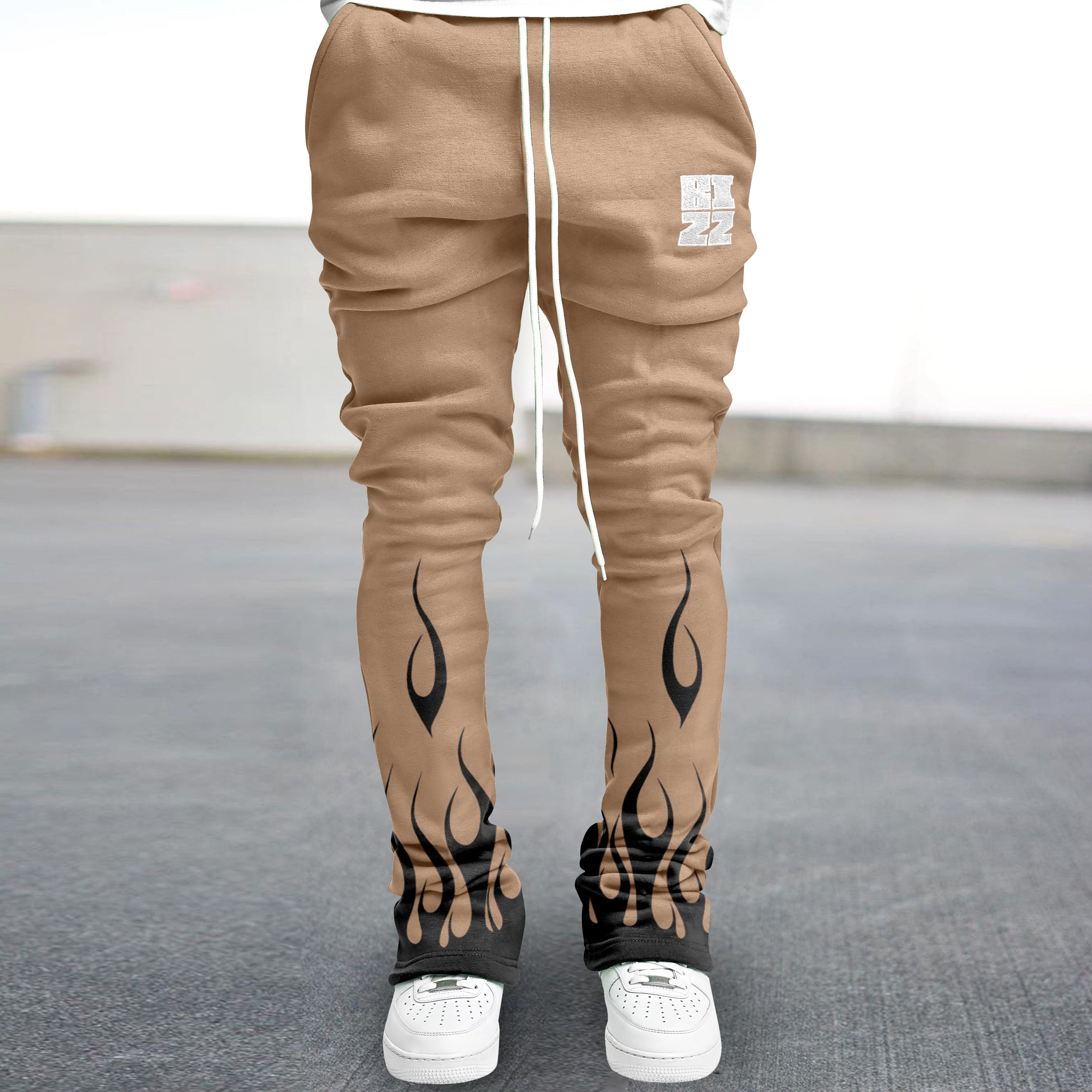 Trendy Flame Print Slim Street Trousers
